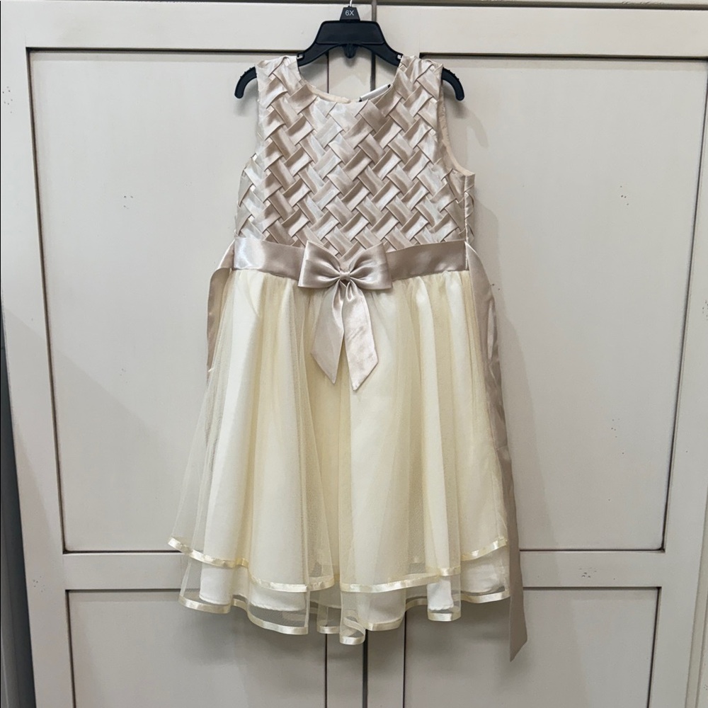 Rare Editions Cream and Gold Formal Kids Dress